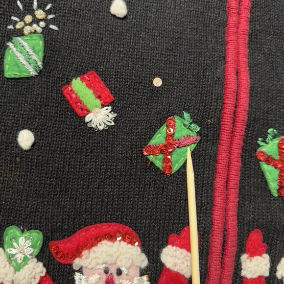 VTG‎ Tiara International Christmas Cardigan Full Zip Sweater Jacket 90s Santa - Picture 7 of 12